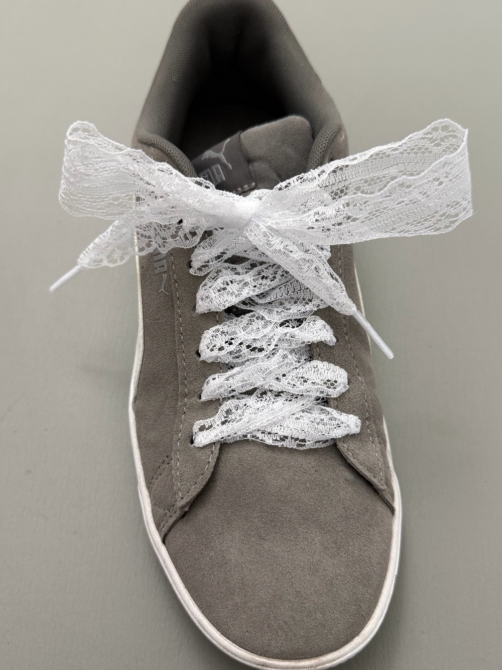 White Lace Ribbon Shoe Laces Coquette Bow Sneaker Laces 47” Pair